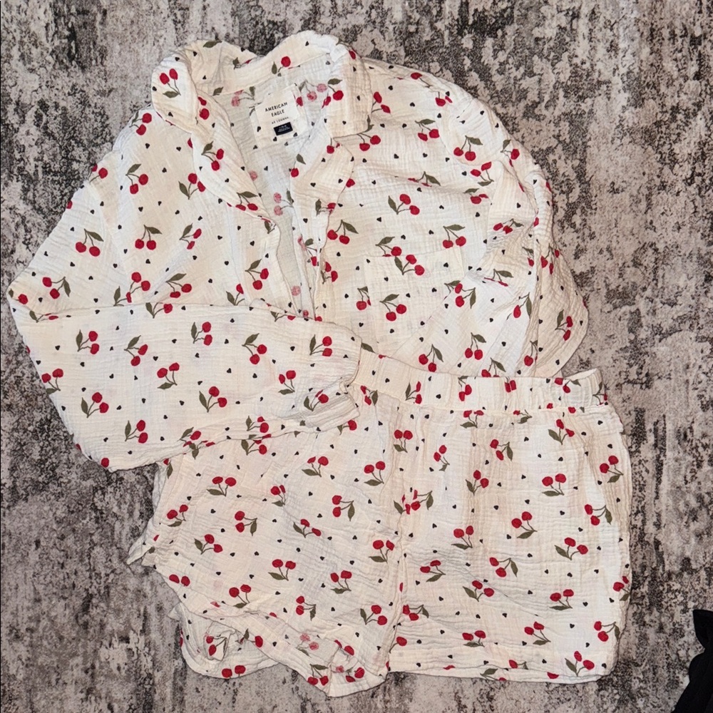 American Eagle Cherry Print Pajama Set